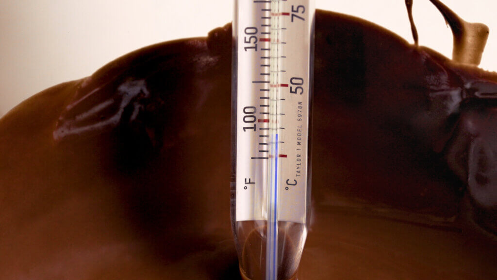 Candy thermometer in chocolate