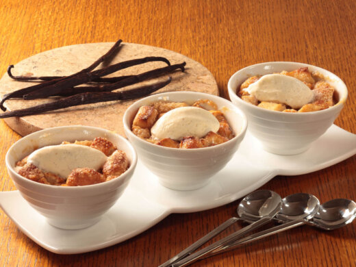 Banana Bread Pudding Topped with Madagascar Vanilla Bean Ice Cream Recipe