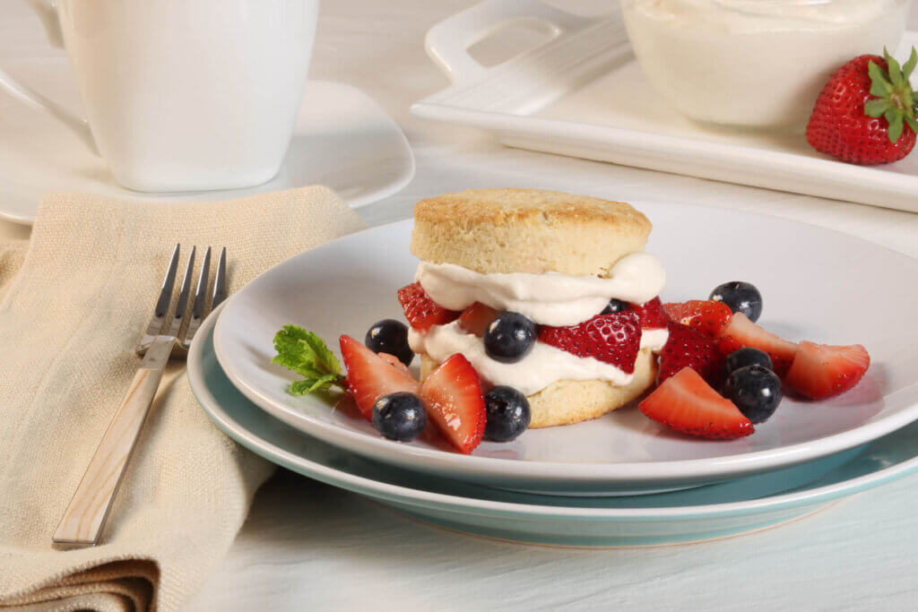 Berry Almond Shortcake with Vanilla-Mascarpone Cream