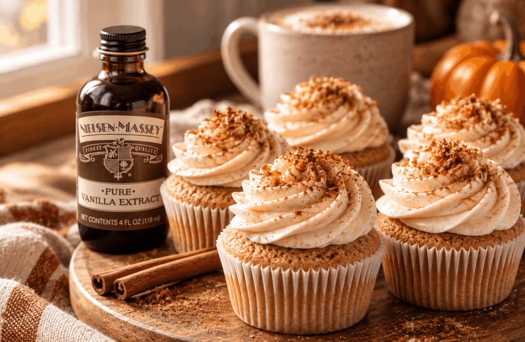 pumpkin spice latte cupcakes with vanilla