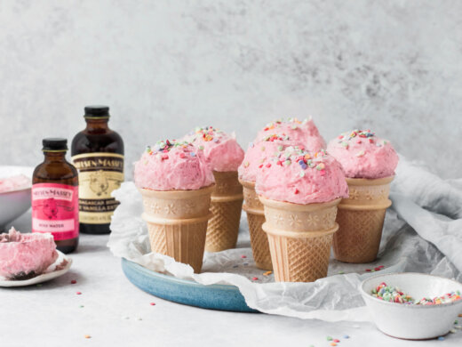 Rose Water Ice Cream Cone Cupcakes Recipe with Vanilla Extract