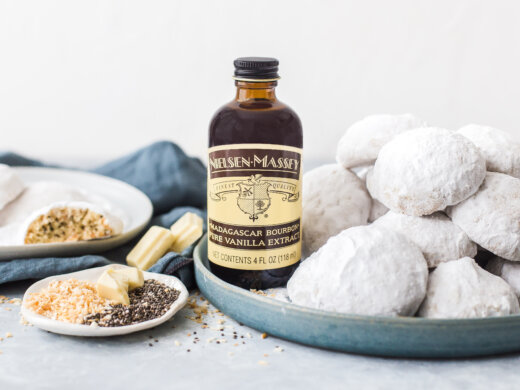 White Chocolate Coconut Chia Seed Snowball Cookies with Nielsen-Massey Madagascar Bourbon Pure Vanilla Extract