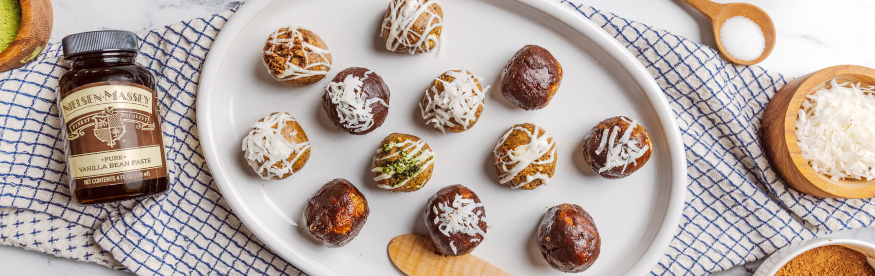 No Bake Vanilla Protein Bites - Nielsen-Massey Vanillas