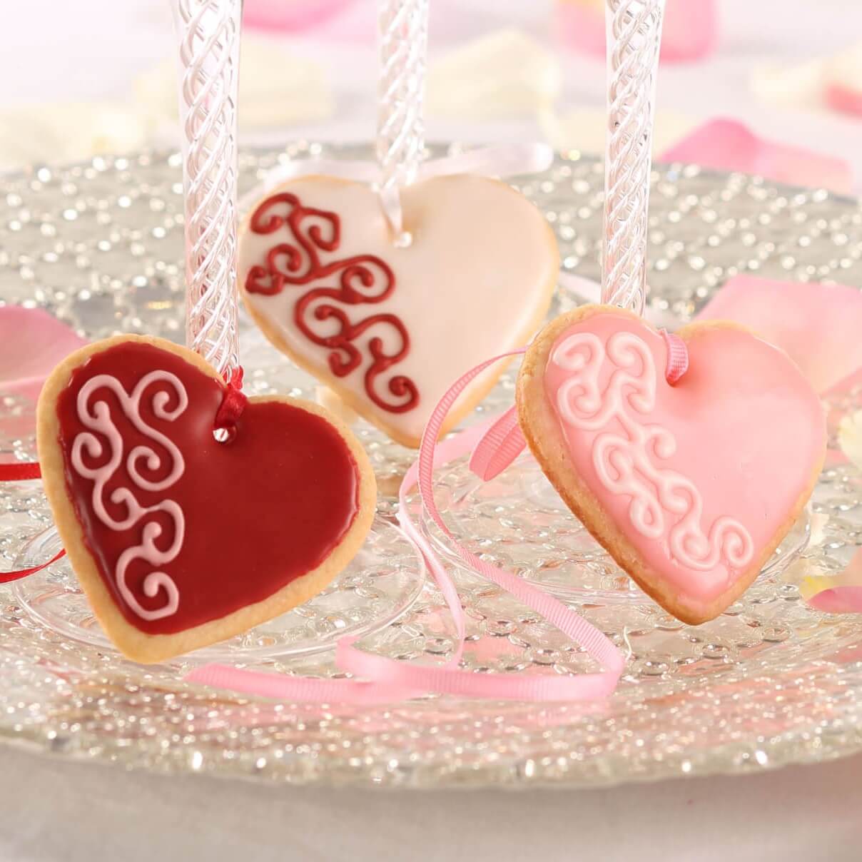 rose water hear cookies square