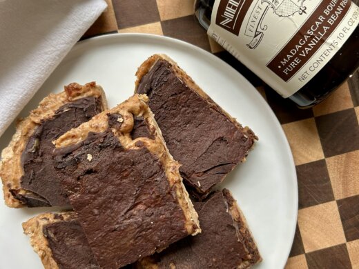 maple vanilla protein cookie bars with chocolate