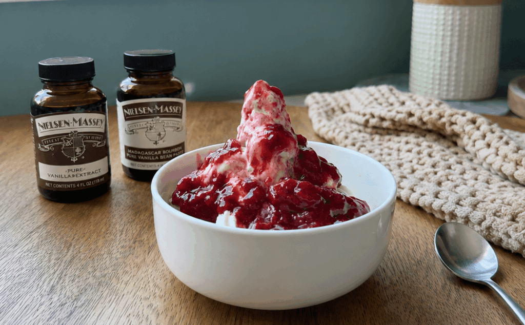 Vanilla Frozen Yogurt with Strawberry Compote